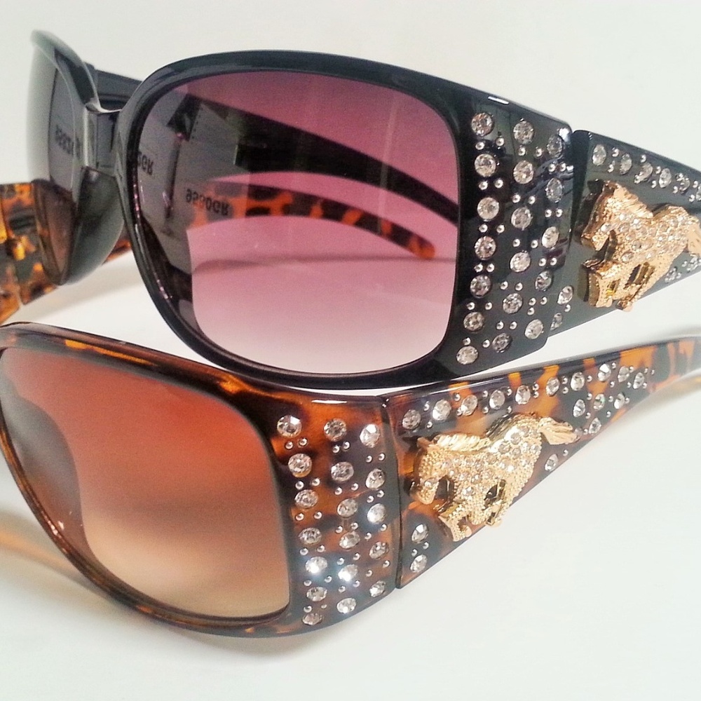 Womens Fashion Sunglasses Rhinestones Horse